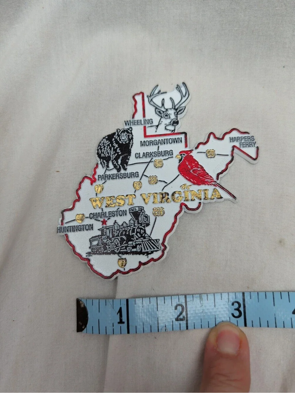 WEST VIRGINIA STATE MAP AND LANDMARKS COLLAGE FRIDGE COLLECTIBLE SOUVENIR MAGNET